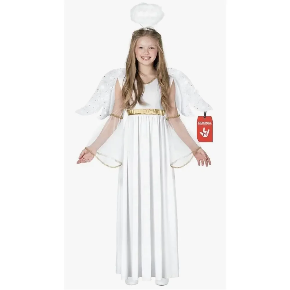 Morph Angel Costume Girls Size Large 10–12 White Dress Wings Halo – NEW
